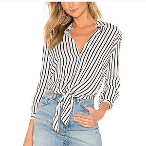 Superdown Button-up Striped Blouse